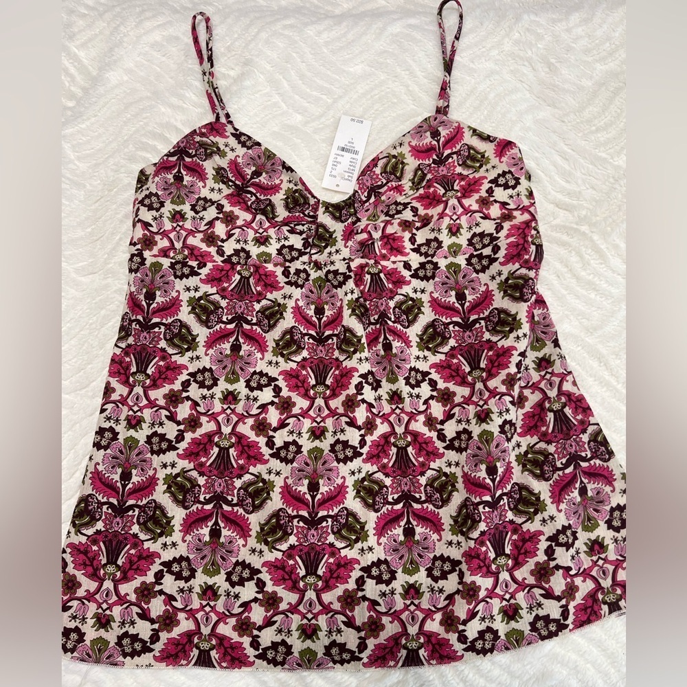 Y2K Anchor Blue Floral Camisole — NWT, Size L, 100% Cotton Boho Fairycore